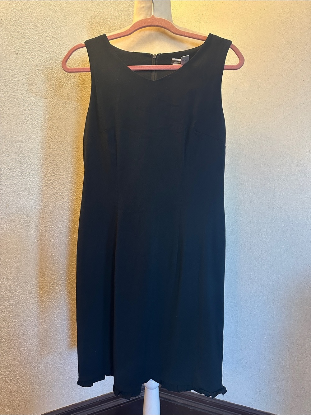 Amanda Smith Black Midi Sleeveless Shift Dress Size 6